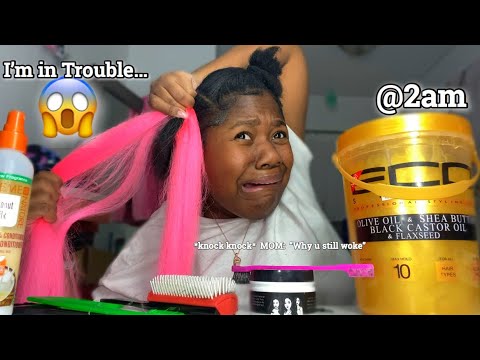 doing pink braids @2am for the first time... *and this...