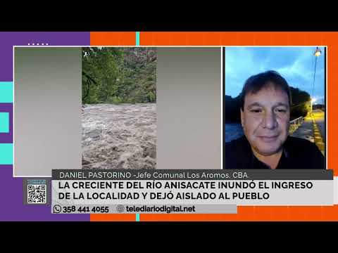 La creciente del Río Anisacate inundó el ingreso de la localidad y dejó aislado al pueblo