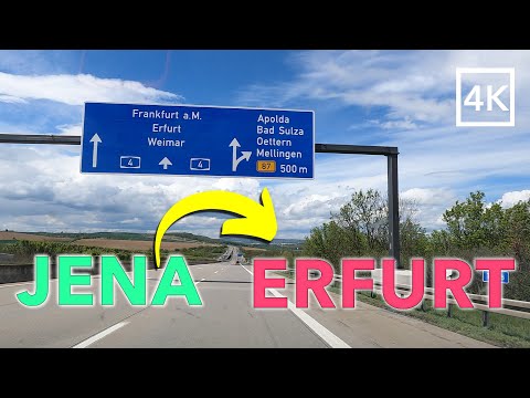 Driving on Bundesautobahn 4 from JENA to ERFURT