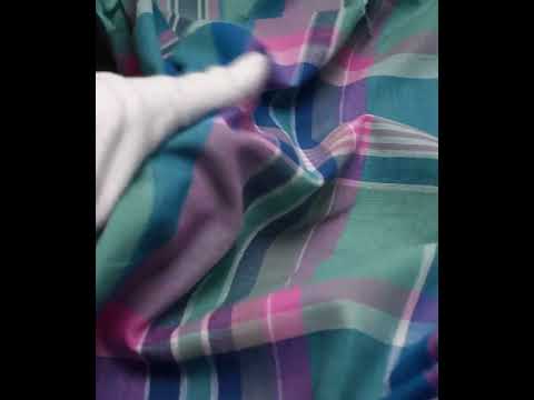 Check Multicolor Pure Cotton 100 GSM Handwoven Fabric 571 — video