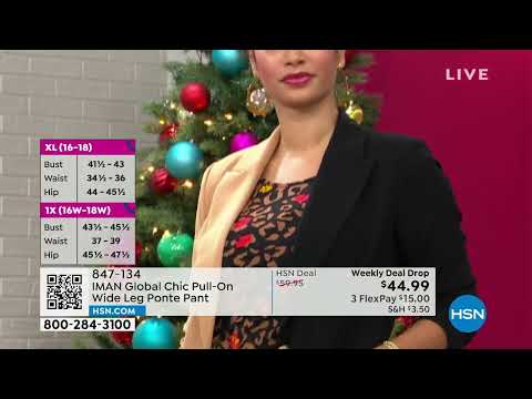 IMAN Global Chic PullOn Wide Leg Ponte Pant