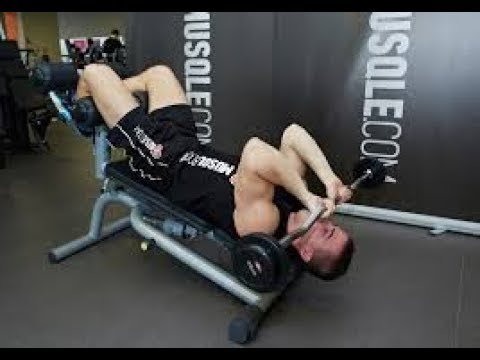 Decline EZ Bar Tricep Extension WITH BARBELL GUIDE (SKULL CRUSHER)