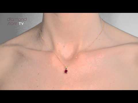 FER24-T - Ruby 7 x 5mm 18K Yellow Gold Pendant