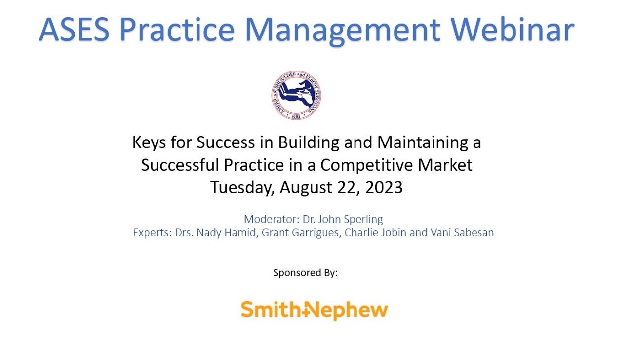 Dr. Hamid Speaks at a National Shoulder Meeting About Keys to Success for Building a Shoulder Specialty Practice.