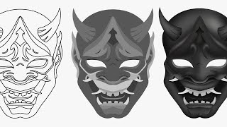 Shading a Japanese Oni Mask in Photoshop