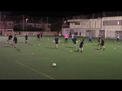 Fútbol Base & Ejercicio: Rondo 6x3 con un defensor anclado tapando la línea de pase