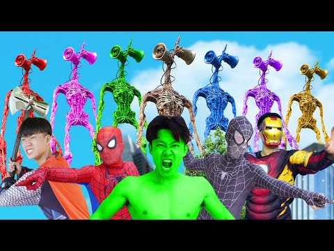 Hulk, Superheroes Vs Angry Siren Head - BigGreenTV