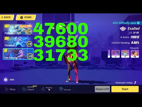 Honkai Impact 3 Exalted MA Top 100 - SSS False God Otto, SSS Tonatiuh, Kasumi [119013] (10/20/2022)