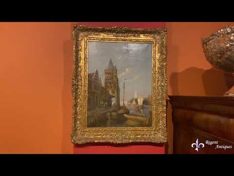 Antique Waterscape Oil Painting by William Dommersen 19thC