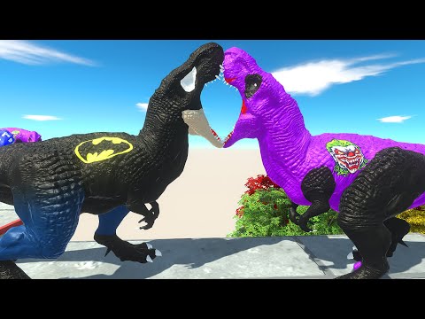New T-REX BATMAN vs T-REX JOKER DEATH RUN  - Animal Revolt Battle Simulator ARBS