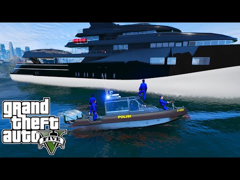 Police Patrol Chases Criminal Boat || GTA 5 Indonesian Police Mod