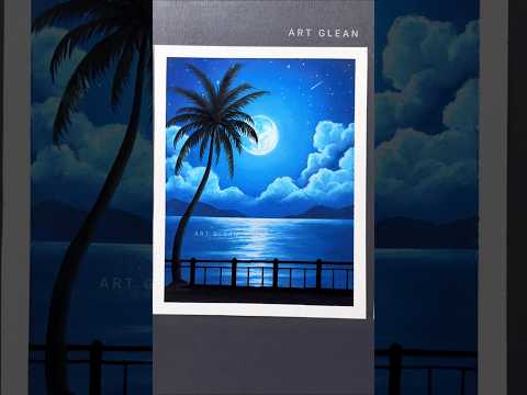 Easy Night Sky with Moon Drawing #shortsfeed #shorts