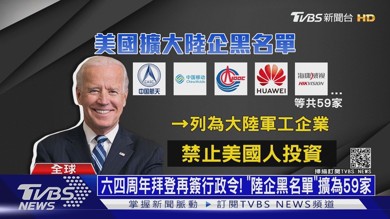 六四周年拜登再簽行政令! 「陸企黑名單」擴為59家