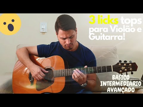3 lICKS/FRASES TOPS NO VIOLÃO!!! BÁSICO, INTERMEDIÁRIO E AVANÇADO. #solosnoviolão #licksviolão