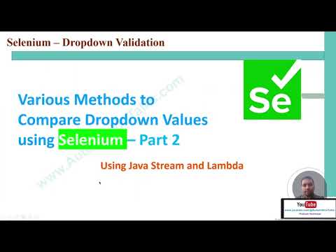 Selenium Dropdown Values Options Validation Part2 Using Java Stream And Lambda