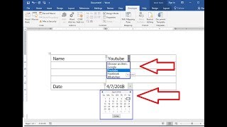 MS Word: How to Create Drop Down List of Date Calendar & Name