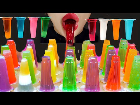 ASMR RAINBOW JELLY PARTY ، Surprised eating sounds of jelly noodles