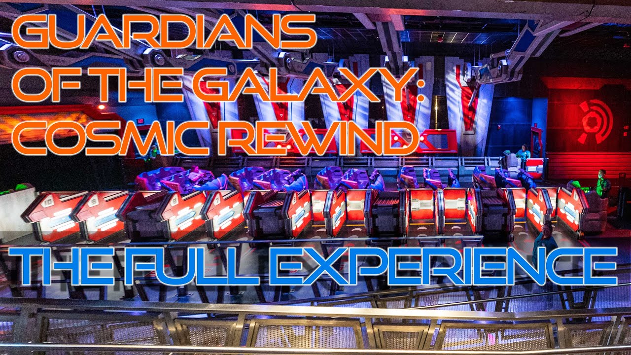 Guardians of the Galaxy: Cosmic Rewind full experience including queue, pre-show and on-ride POV