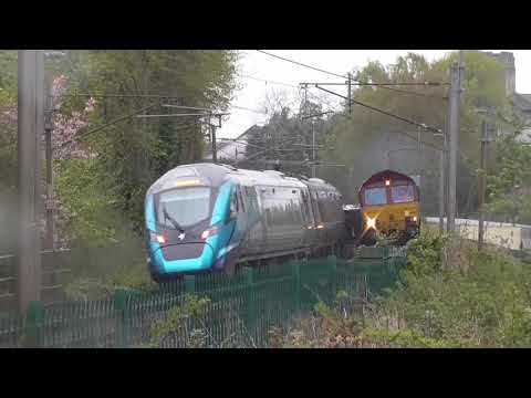 66198 6k27 and 66013 4s38 South of Lancaster, 4th May 2021