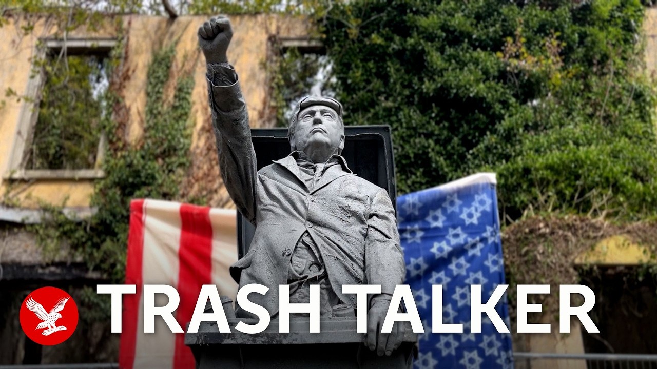 Trump ‘trash talker’ sculpture unveiled at Irish art festival