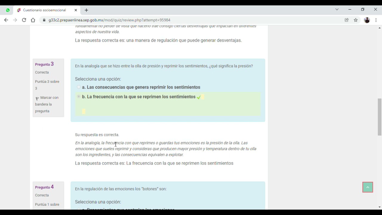 Cuestionario Socioemocional Modulo 4 Semana 3