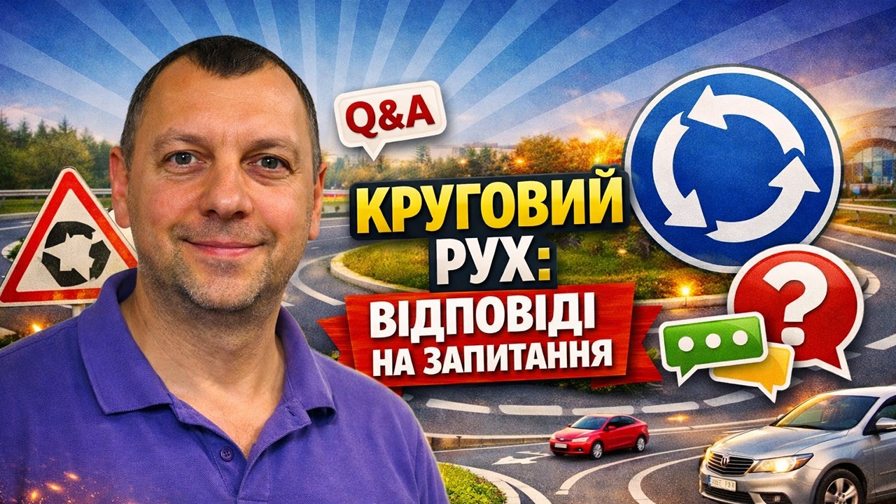 Круговий рух з двох рядів в три. Відповіді на запитання.