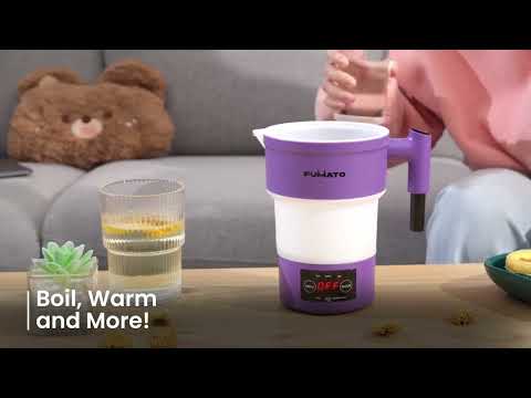 FUMATO 600ml Digital Foldable Kettle- 850W I Food Grade Silicone, Automatic Power Off, SS304 Base