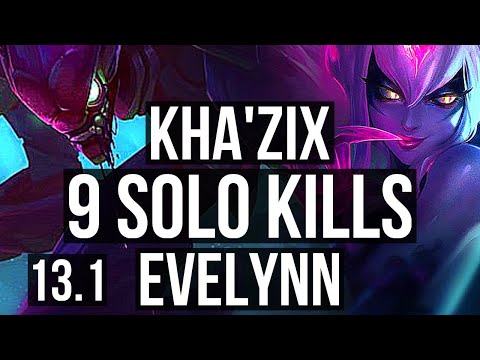 KHA'ZIX vs EVELYNN (JNG) | 19/2/12, 9 solo kills, Legendary, 500+ games | EUW Diamond | 13.1