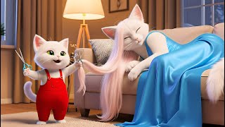 Mischievous little cat cut mother's hair 😭✂️😹 and then made new one 💇🏻‍♀️😭 #cats #shortvideo #cute