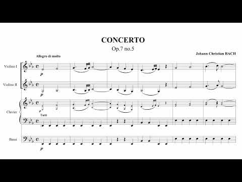 J.C. Bach - Keyboard Concerto in E-Flat Major, Op. 7 No.5 I. Allegro di molto (Score)