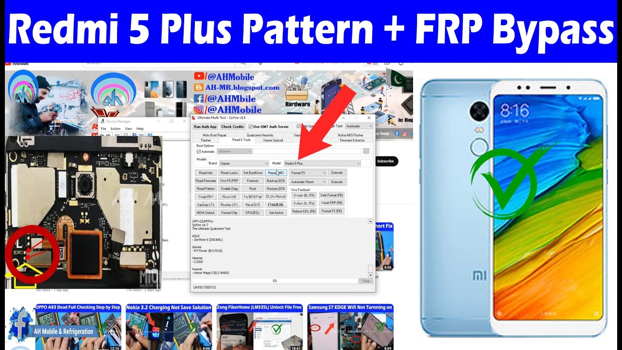 Remi 5 Plus Pattern + FRP Bypass Just 1 Click on UMT Qcfire