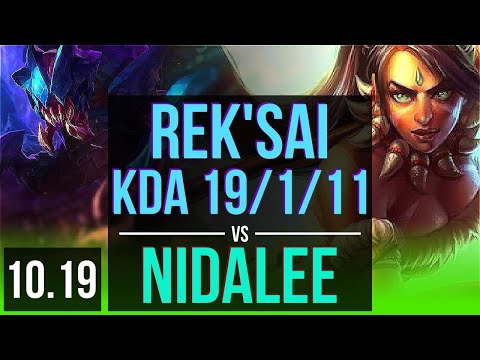 REK'SAI vs NIDALEE (JUNGLE) | KDA 19/1/11, 1.8M mastery points, Legendary | EUW Grandmaster | v10.19