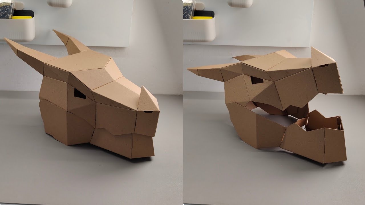 Dragon Head Mask with Ariticulated Jaw Cardboard Template – DIY Costume and Festivals Pattern (PDF, SVG, Resizeable) – Craft No. 3418 Video Walkthrough