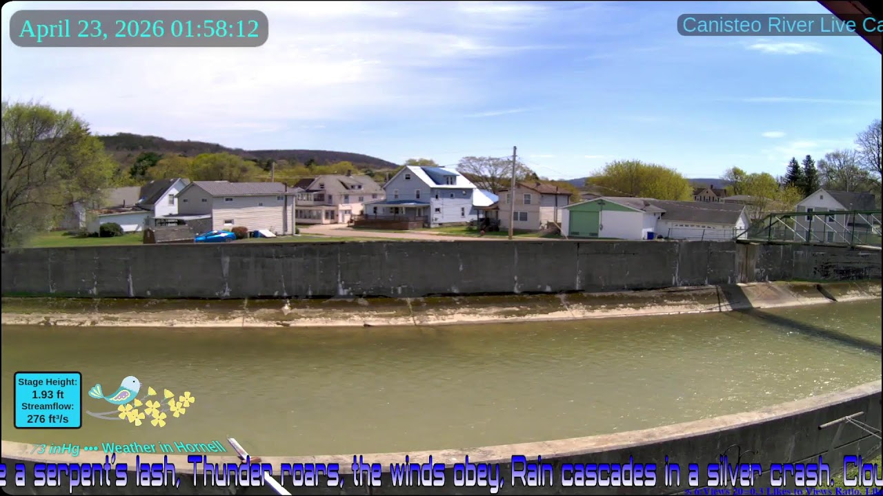 Canisteo River Live Cam 24/7 - Hornell, New York - 4-23-2026