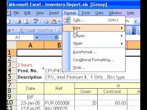 Microsoft Office Excel 2003 Define the default column width