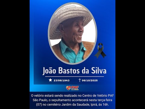 Cerimônia de homenagens prestadas ao Senhor JOÃO BASTOS DA SILVA.