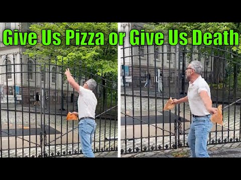Man Throws Pizza at NYC City Hall While Yelling "Give Us Pizza or Give Us Death"