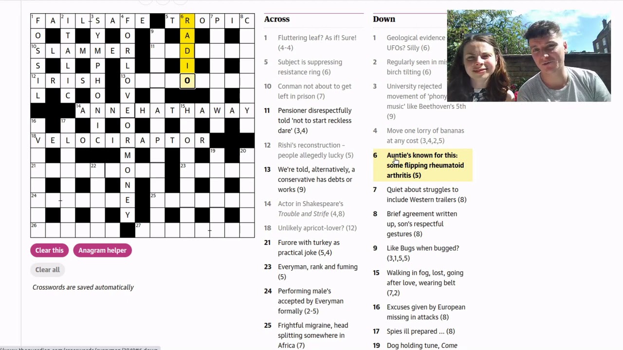 Watch video How to solve a cryptic crossword - Everyman 3,848 walkthrough, featuring Bugs Bunny Now How to solve a cryptic crossword - Everyman 3,848 walkthrough, featuring Bugs Bunny