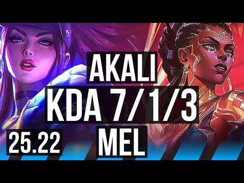 AKALI vs MEL (MID) | 7/1/3 | KR Master | 25.22