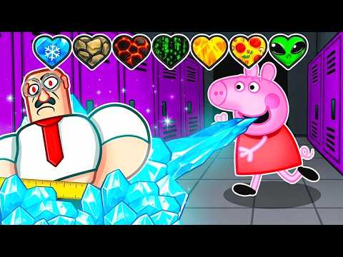 PEPPA PIG ESCAPES EVIL TEACHER with CUSTOM HEARTS in Roblox! 😱 | PeppaBlox