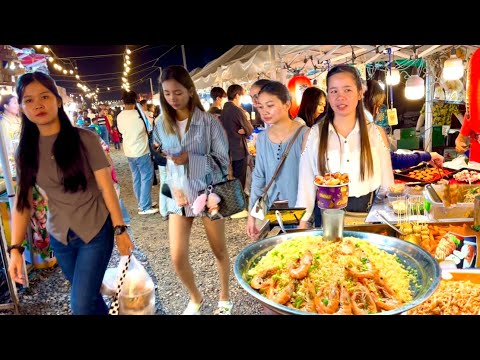 Amazing Cambodia Tour 2024 - Walking Tour 4K - Phnom Penh Street Food @ Night Market