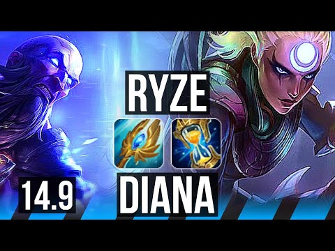 RYZE vs DIANA (MID) | Rank 1 Ryze, 13/3/7 | BR Challenger | 14.9