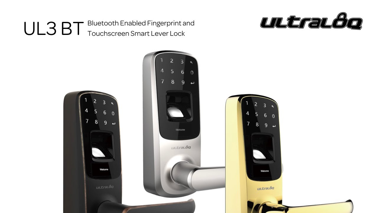 Ultraloq UL3 BT Bluetooth Enabled Fingerprint + Touchscreen Smart Lever Lock // Gold video thumbnail