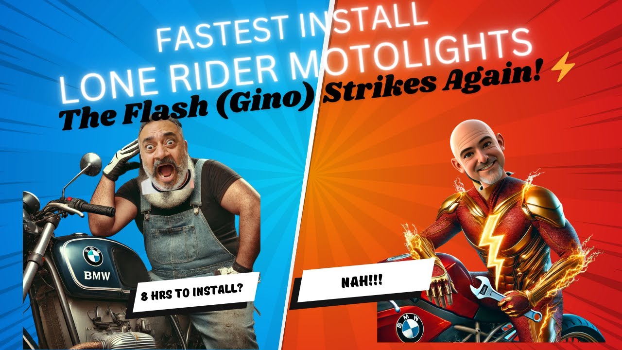 Installing Motolights on a BMW GS — Gino The Flash Does It in 2 Hours 21 Minutes — watch the ride video