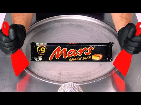 ASMR - Mars Ice Cream Rolls | how to make Caramel Chocolate Candy Bar to rolled fried Ice Cream