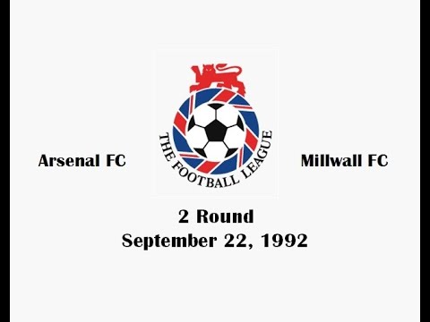 English League Cup 1992-1993. 2 Round. 1 Leg. Arsenal FC - Millwall FC - 1:1. Highlights.
