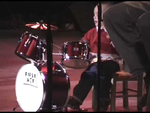 Peter Breinholt's 2-year-old son plays drums.