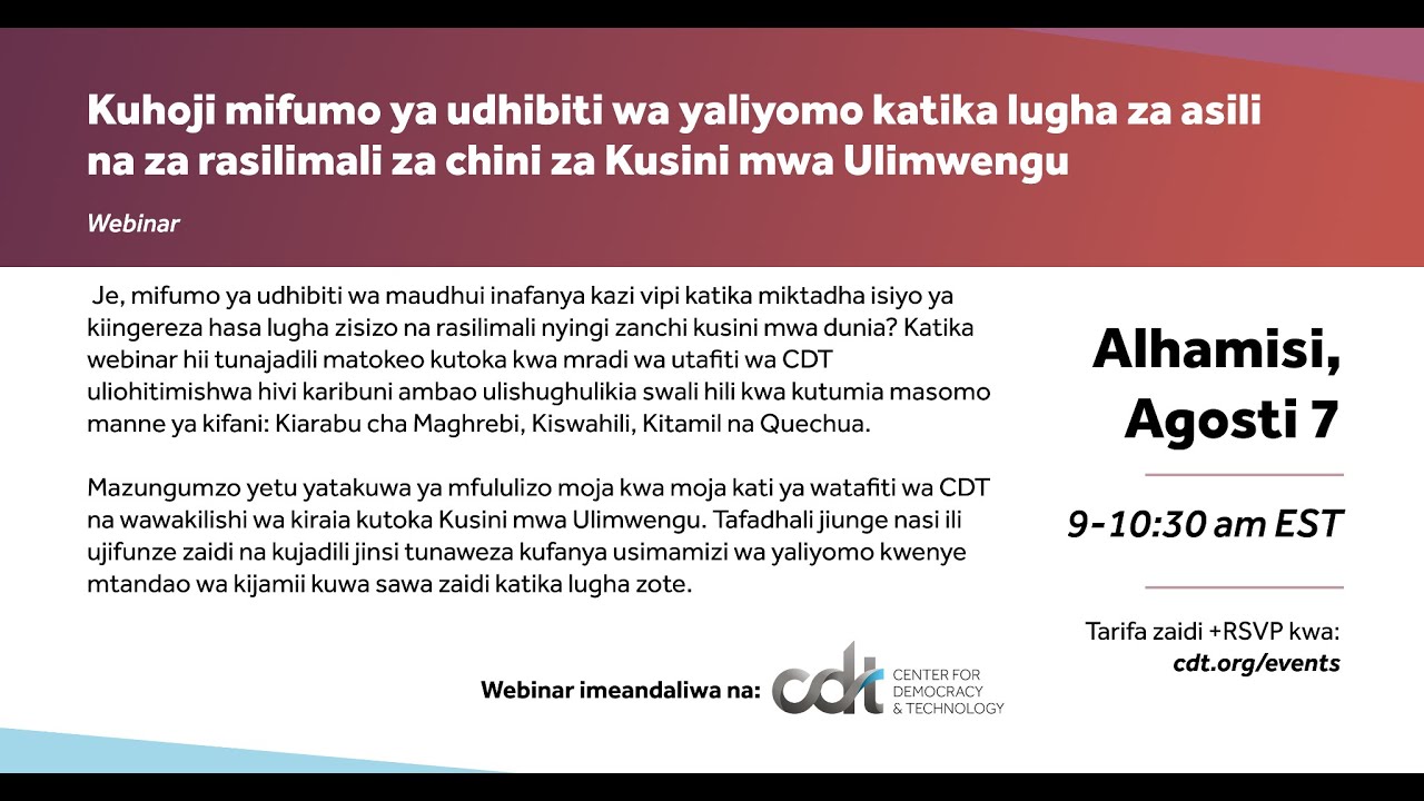 [Swahili] Interrogating Content Moderation in Indigenous & Low-Resources Lang., Global South