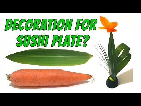 How To Make Decoration For Sushi Plate Using Carrot And Bamboo Leaf