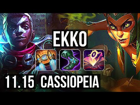 EKKO vs CASSIOPEIA (MID) | 7/0/3, 600+ games, Godlike, 800K mastery | EUW Master | v11.15